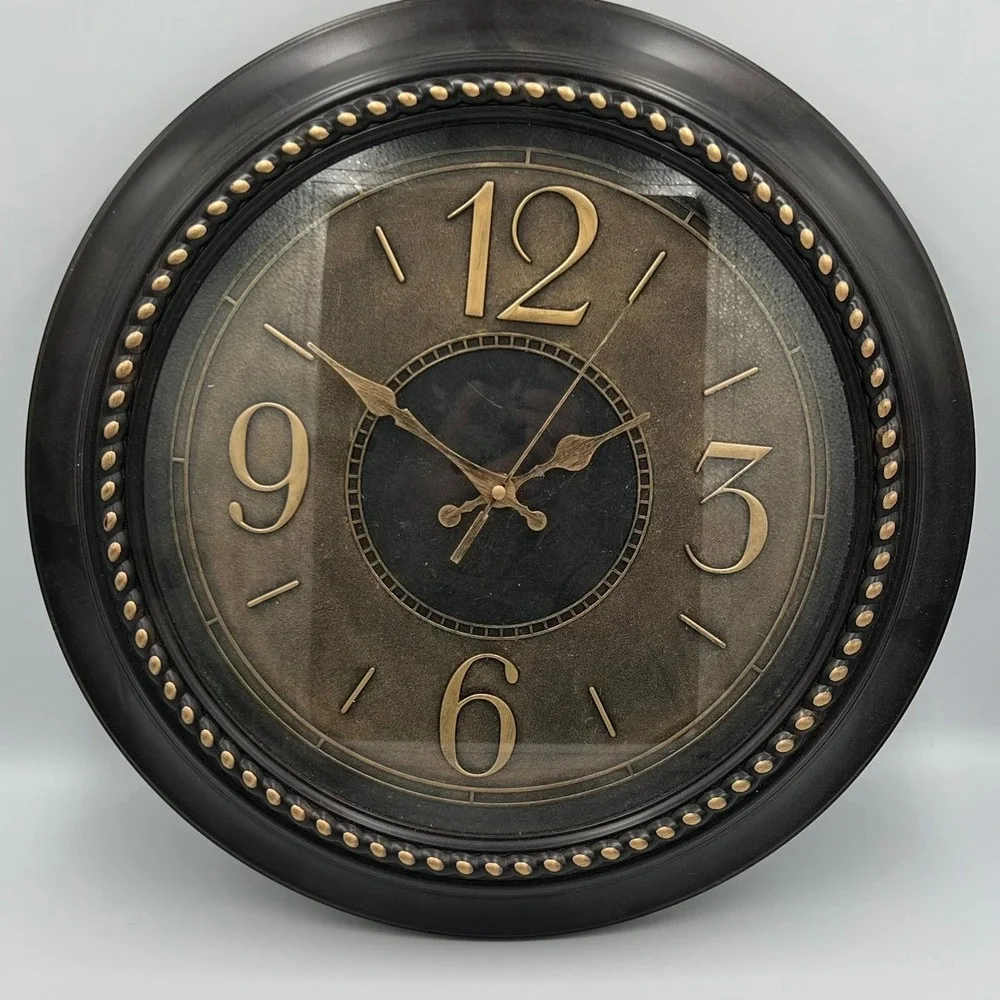 Hobby Lobby Wall Clock Unisex 15in Bronze Very Good Quartz Analog Beaded Rim